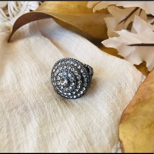 Silver/Pewter Round Rhinestone Ring,Fits Sz 6&Up⚜️
